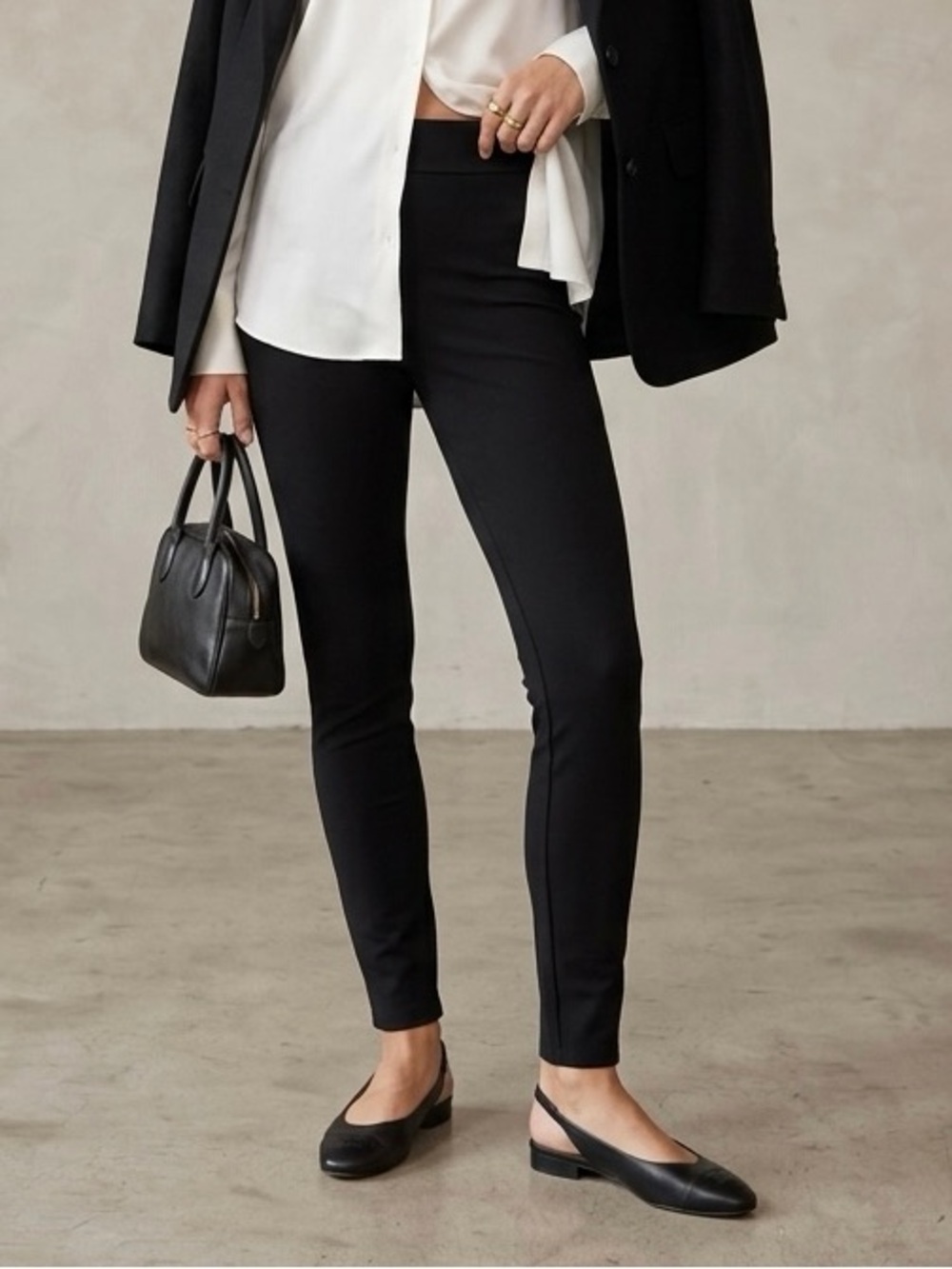 J.Crew Petite "Any Day" Skinny Pixie Pant in Black Stretch Ponte